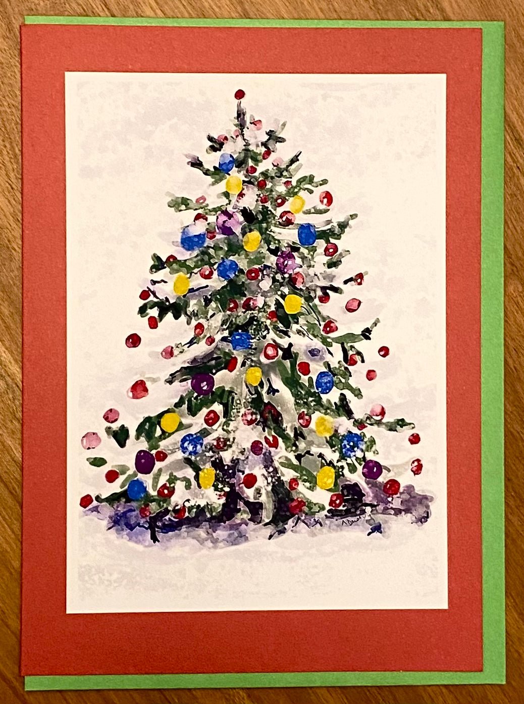 Watercolor Christmas Tree Greeting cards - Blue Cava