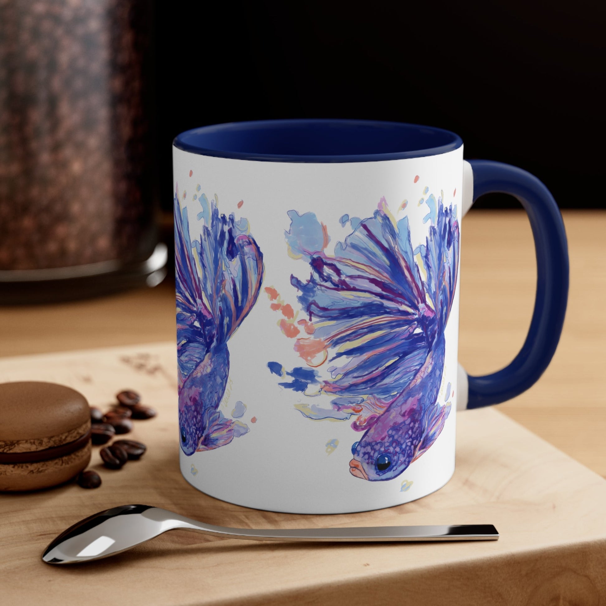 Watercolor Fish Accent Coffee Mug, 11oz - Blue Cava