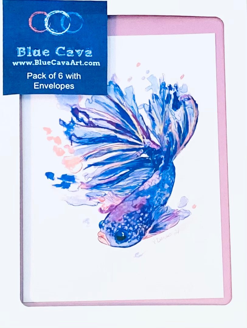 Watercolor Fish Greeting card (Two Colors Available) - Blue Cava