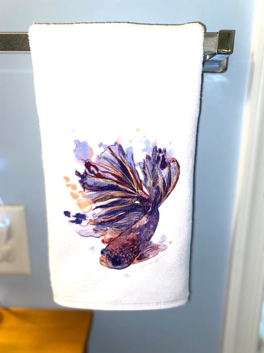 Watercolor Fish Tea Towel - Blue Cava
