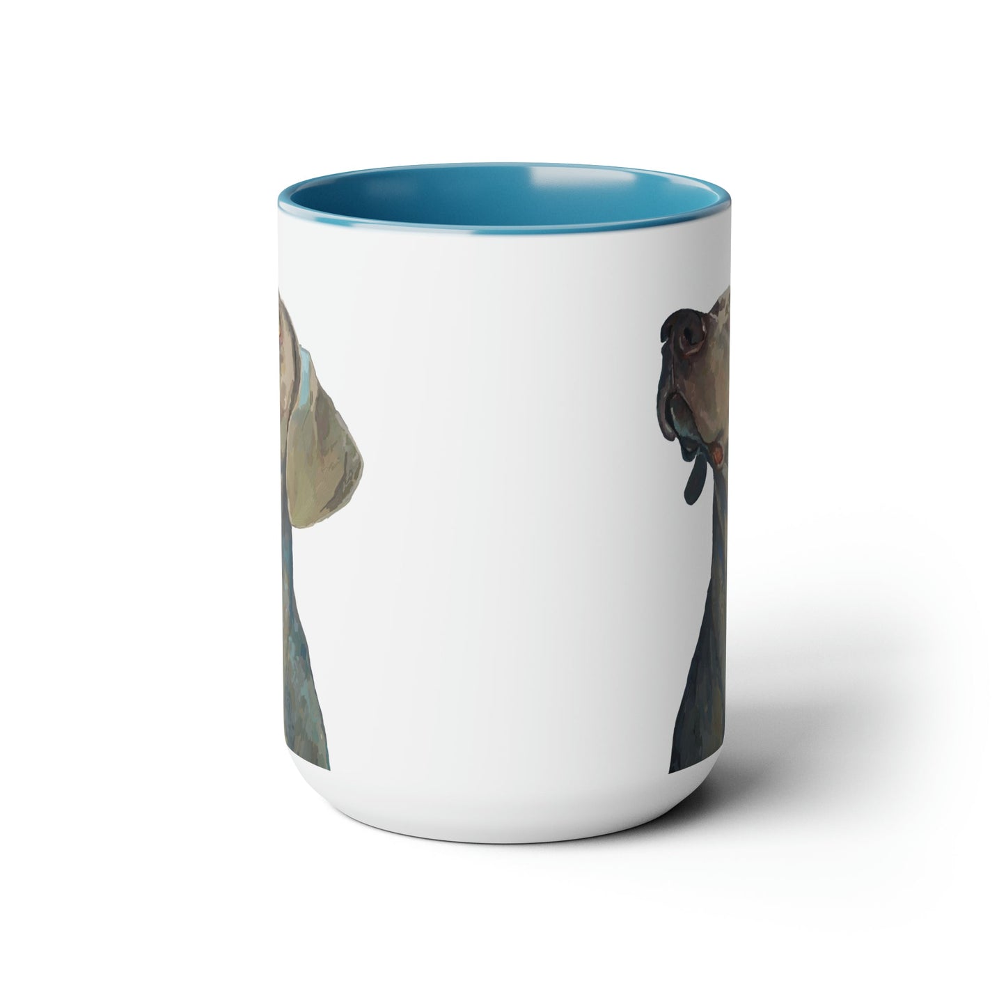 Weimaraner “Blue” Two-Tone Coffee Mugs, 15oz - Blue Cava