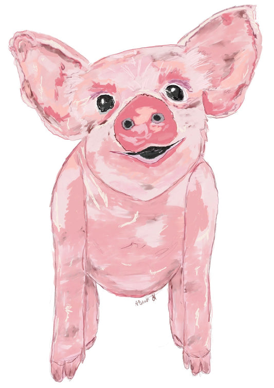 “Wilbur” The Pig Fine Art Print - Blue Cava