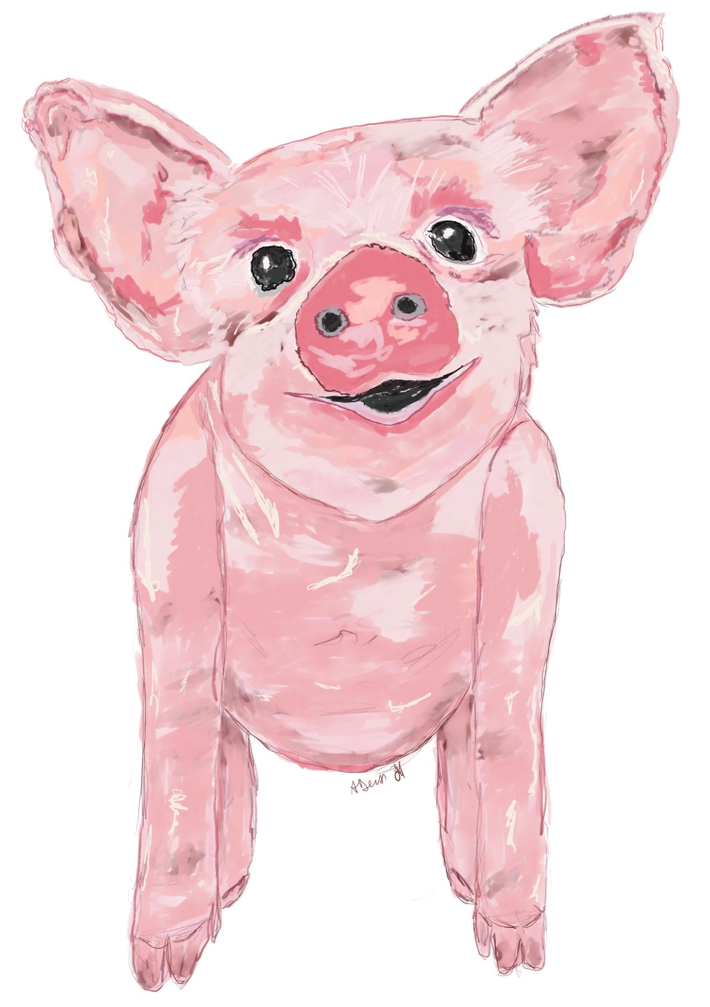 “Wilbur” The Pig Fine Art Print - Blue Cava