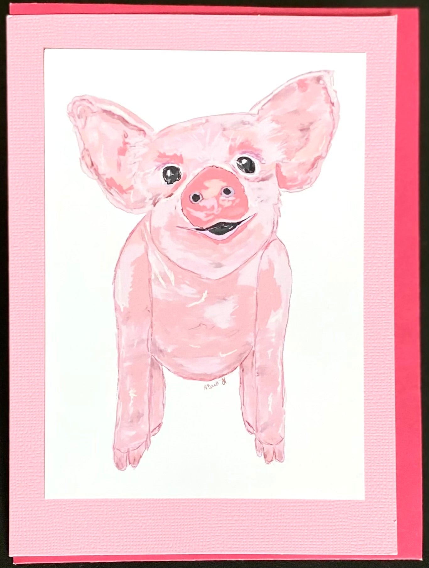 “Wilbur” The Pig Greeting Card - Blue Cava