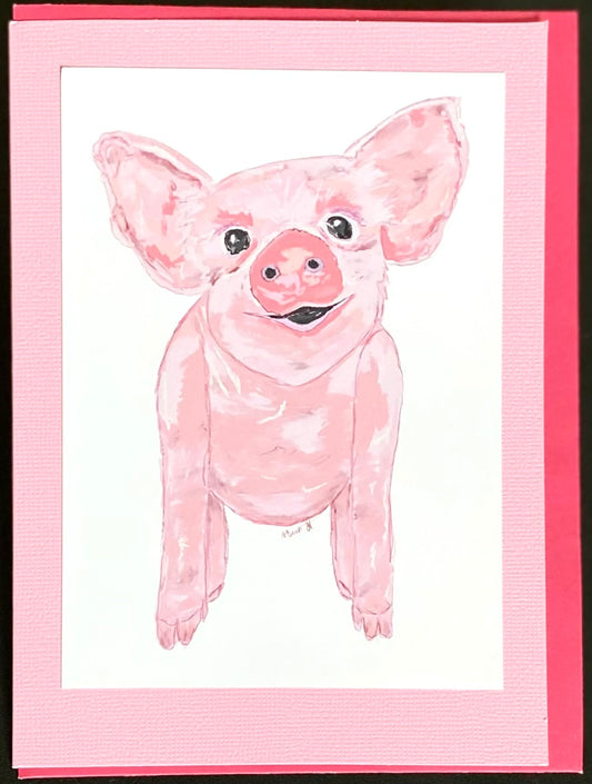 “Wilbur” The Pig Greeting Card - Blue Cava