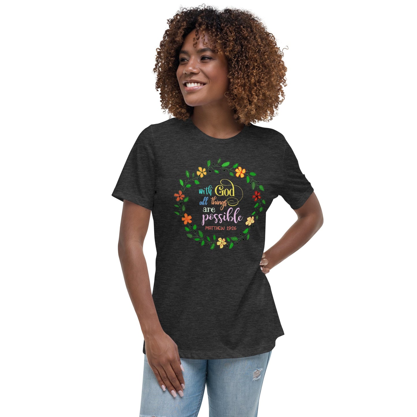 With God all things are possible Relaxed T-Shirt - Blue Cava