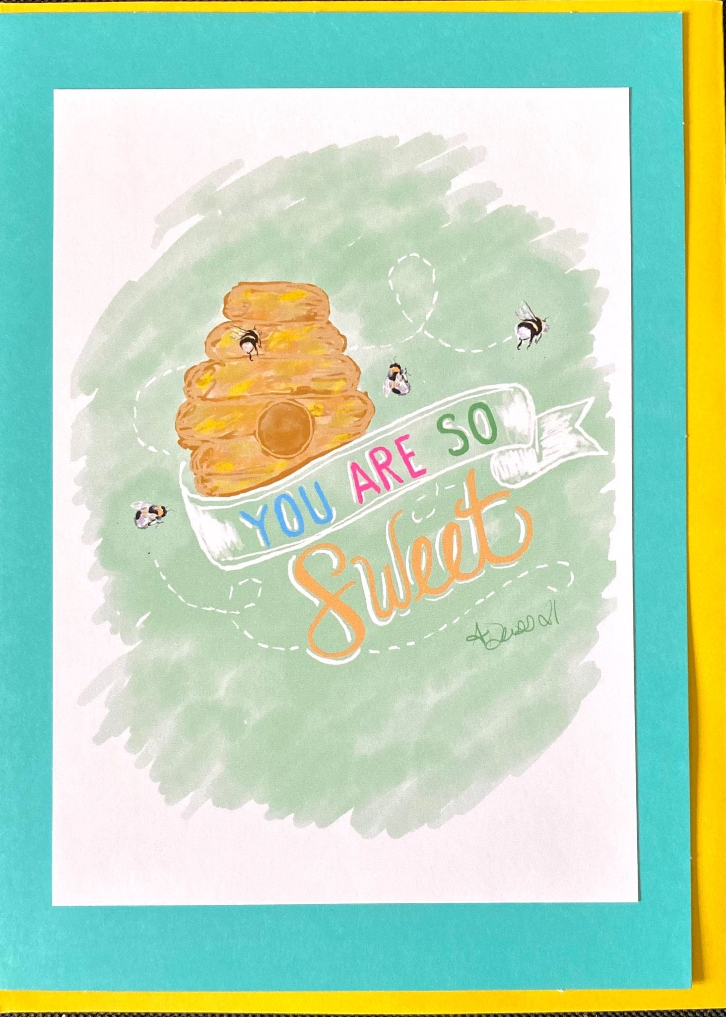 You are So Sweet Greeting card (Two colors available) - Blue Cava
